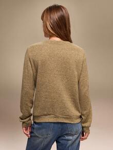 Hanevo Women's Casual Solid Color Zipper Half-Zip Long Sleeve Sweatshirt - Mocha Brown - View 2