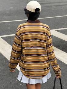 Muchica 女士休闲条纹长袖T恤，秋季 - 彩色 - 查看 2