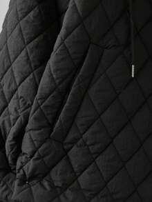 Linhara 大码女式冬季连帽棉服大衣 - 黑色 - 查看 4