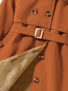 Elladie kids 女童简约双排扣中长款风衣，配腰带，春秋季时尚外套