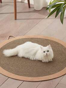 1 片编织猫抓垫，低掉毛宠物用品，猫休息和抓挠藤条凉爽垫 - 棕色 - 查看 1