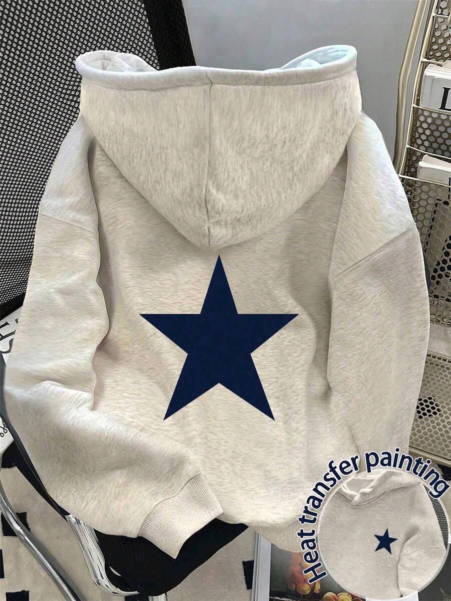 Manfinity Dauomo Y2K Retro American Star Pattern Men's Standard Hoodie, Long Sleeve Top - Grey - View 1