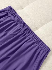 GlowEve CURVE 大码女式高腰A字裙，优雅通勤 - 紫色 - 查看 8