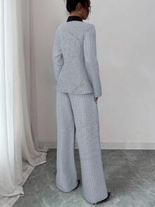 Selianne Nouvelle tenue élégante de navettage pour femmes, manches longues, jupe plissée contrastée. Convient pour le port quotidien, les déplacements professionnels et la tenue de bureau - Noir - Voir 2