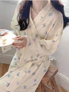 1 Piece Women's New Style Bathrobe, Korean Style Miniature Comfortable Robe, Short Dress, Short Dress, Short Dress - 彩色 - 查看 4