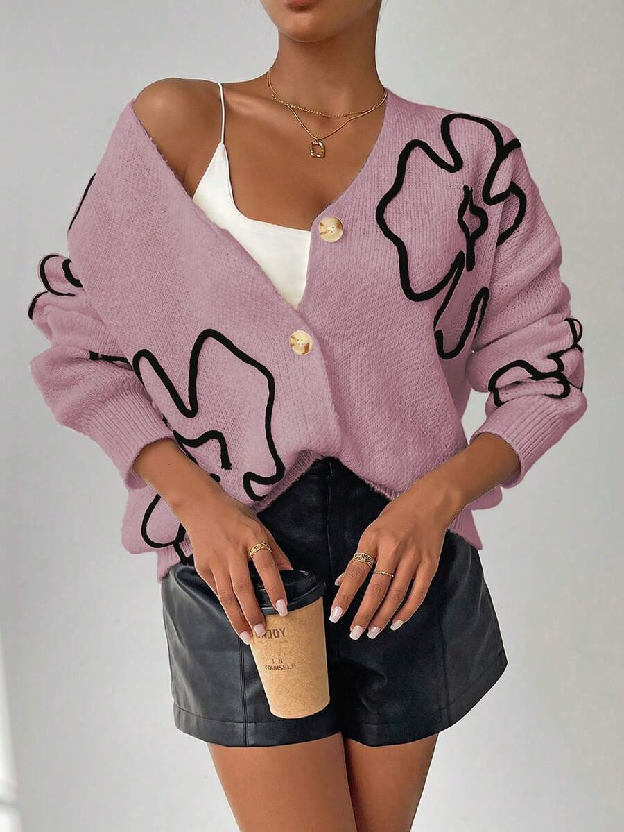 Chiquease Women's Fashion Casual Button Down Dolman Sleeve Cardigan - Purple - View 1