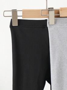 SHEIN Playful Pals Baby Boy Casual Fashionable Minimalist Multi-Piece Set, New Style High Elasticity Lightweight Ribbed Fabric Leggings, Suitable For Spring & Autumn - Multicolor - View 4