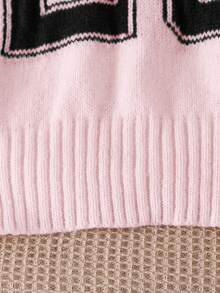 Mädchen Lockerer V-Ausschnitt Pullover mit Zahlen- und Sternenmuster, Herbst/Winter