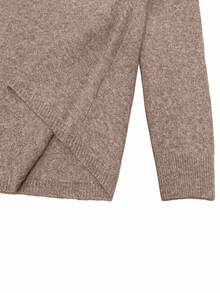 INAWLY Set di maglione lavorato a maglia grigio e minigonna da donna, girocollo alla moda con maniche lunghe - colore granata - Visualizzare 7