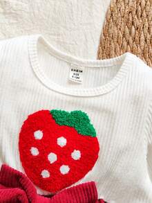 Vintaside Kids Vestido de manga larga con cuello redondo de estilo occidental elegante para bebé niña, adecuado para eventos navideños, banquetes, fiestas y otros usos diarios, primavera y otoño - Rojo y blanco - Ver 7