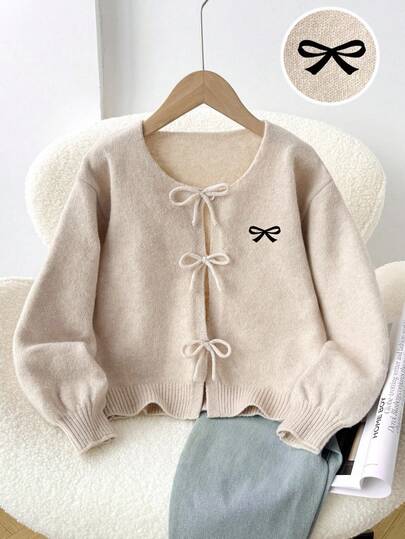 SHEIN Tween Kız Rahat Minimalist Rahat Patchwork Kontrast Renkli Örgü Dekor Siyah Beyaz Elbise