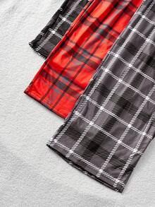 SHEIN Plus Size 3pcs/Pack Plaid Pattern Casual Cozy Pants, Simple And Fashionable For Everyday Wear, Fall Winter Clothes - Multicolor - View 4