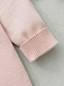 Blossori  Young Girls' French Elegant Animal Print Round Neck Knit Dress,Cozy Fall & Winter Styles - Pink - View 4