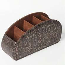 Soporte para control remoto con 5 compartimentos - Organizador de escritorio de cuero sintético PU para guardar controles de TV, DVD, Blu-Ray, reproductor multimedia, calentador, color negro