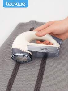 Teckwe 1pc Electric Mini Fuzz Remover, Battery Operated Lint Pilling Ball Trimmer, Clothes & Fabric Depilling Machine - White - View 1