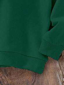 Baby Boy Green Autumn Cute Modest Birthday Christmas Star Tree Bear Deer Pattern Knitted Soft Casual Thick Crew Neck Sweatshirt For Autumn/Winter - Green - View 6
