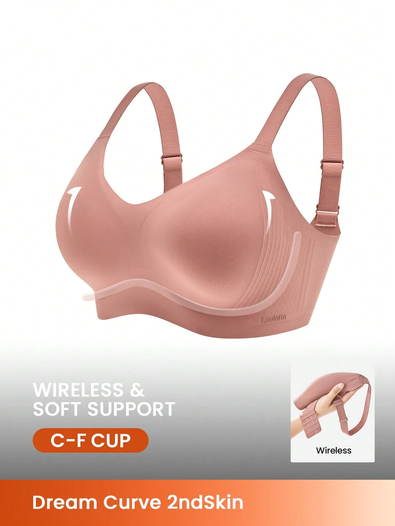 Plus Dream Curve 2ndSkin Sutiã Sem Fio de Cobertura Total com Suporte Lateral Sem Costura para Descanso, Sutiã Bralette, Sutiã Sem Marca, Roupa Íntima para Exercícios, Esportes, Básica, Tamanho Livre, Sutiã Liberdade