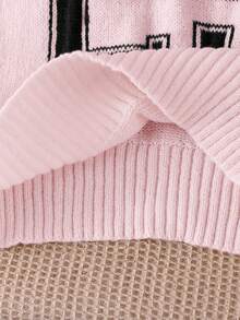 Mädchen Lockerer V-Ausschnitt Pullover mit Zahlen- und Sternenmuster, Herbst/Winter