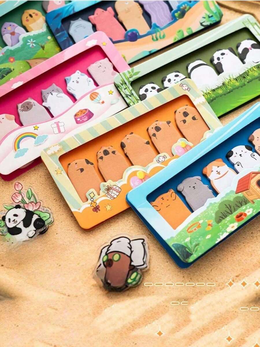 150 tờ/gói, Giấy ghi chú dán ngón tay cái, kiểu dáng dễ thương, hình hoạt hình người ngoài hành tinh, nhãn dán phân loại nhiều lần, chất lượng cao, thuộc bộ sưu tập Thiên đường động vật. - Nhiều màu - Xem 1