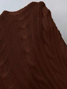 SHEIN Unity Suéter de punto con manga larga, minimalista y de unicolor, con diseño de nudo sexy para mujer - Marrón - Ver 8