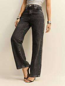 Daynim High Waist Straight Leg Jeans - Grey - View 1