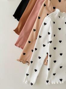 SHEIN 10 件女婴波尔卡圆点印花长袖 T 恤套装，可爱百搭，秋冬 - 彩色 - 查看 3