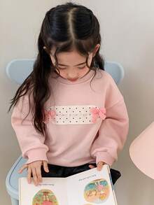 DAZY Young Girl' Embroidered Applique Thermal Lined Crew Neck Sweatshirt, Fall