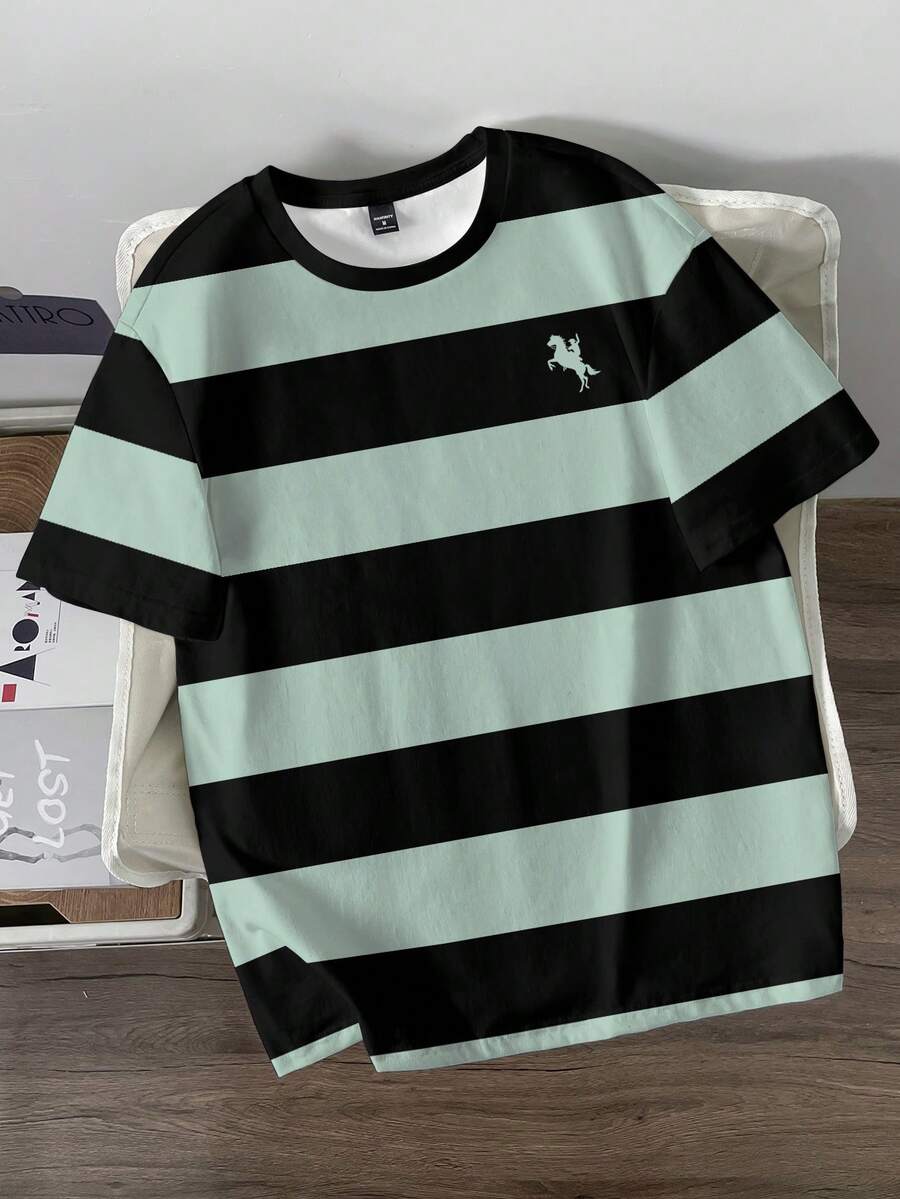 Manfinity Joysei Men's Casual Striped Crew Neck Short Sleeve T-Shirt - Multicolor - View 1