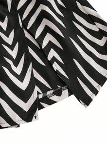 Truni Plus Size Casual Vacation Floral Print Fringe Wide Leg Pants - Black - View 4