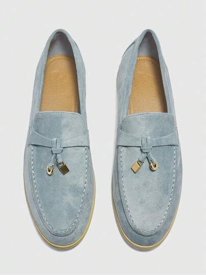 CUCCOO BIZCHIC Women's Fashion Sky Blue Suede Comfortable Casual Loafers, Suitable For Commuting, Outdoor, Shopping, Work, Daily Wear For Christmas