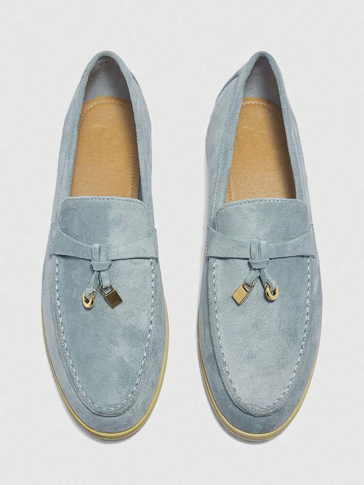 CUCCOO BIZCHIC Women's Fashion Sky Blue Suede Comfortable Casual Loafers, Suitable For Commuting, Outdoor, Shopping, Work, Daily Wear For Christmas Spring Shoes