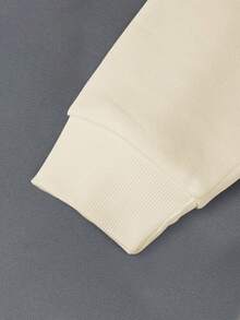 Manfinity Dauomo 男士休闲字母图案圆领运动衫，秋季 - 卡其色 - 查看 4