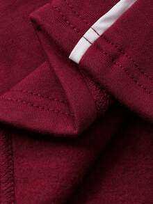 DAZY 2pcs Women Contrast Color Trim Long-Sleeved Jacket And Pant Set