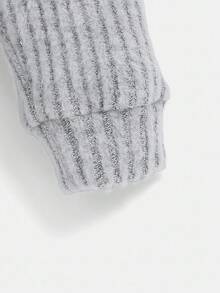 SHEIN 2pcs Newborn Baby Boy Letter Embroidered Crew Neck Long Sleeve Top And Elastic Cuff Pants Set - Grey - View 3