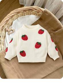 SHEIN Baby Girl Strawberry Pattern Jumper - White - View 1
