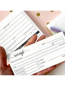 Broszura paragonów (1 sztuka), 2,75 x 6 cali, 2-częściowy papier kserograficzny bez kalki, formularz zamówienia firmy Craft Boutique (50 zestawów), biały/żółty - Wielokolorowe - Zobacz 2