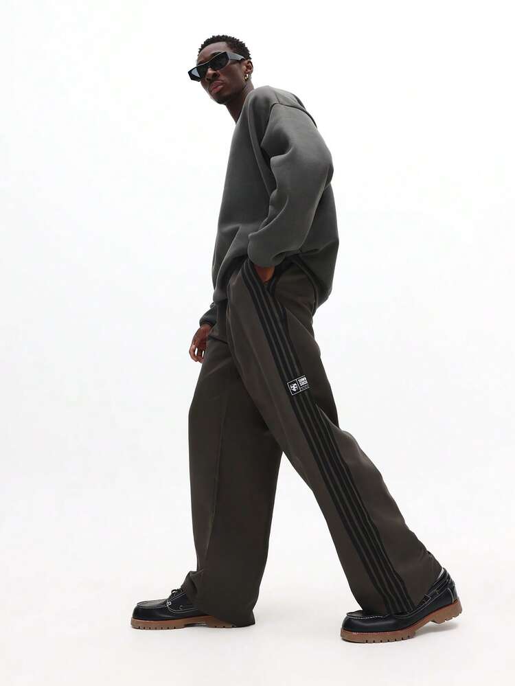 Wide Leg Cargo Pants With Side Tape Detail