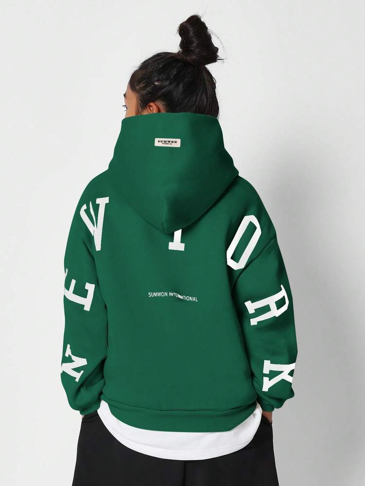 Oversized Hoodie With Letter Print