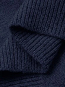 DAZY Lässiger Farbblock Henley-Ausschnitt Pullover, weiches Strick 2-in-1 Sweatshirt für Frauen - marineblau - Übersicht 6