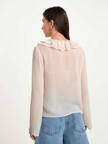 CAJUNI BLUSA HOLGADA CON CUELLO DE VOLANTES - BEIGE - Crema - Ver 2