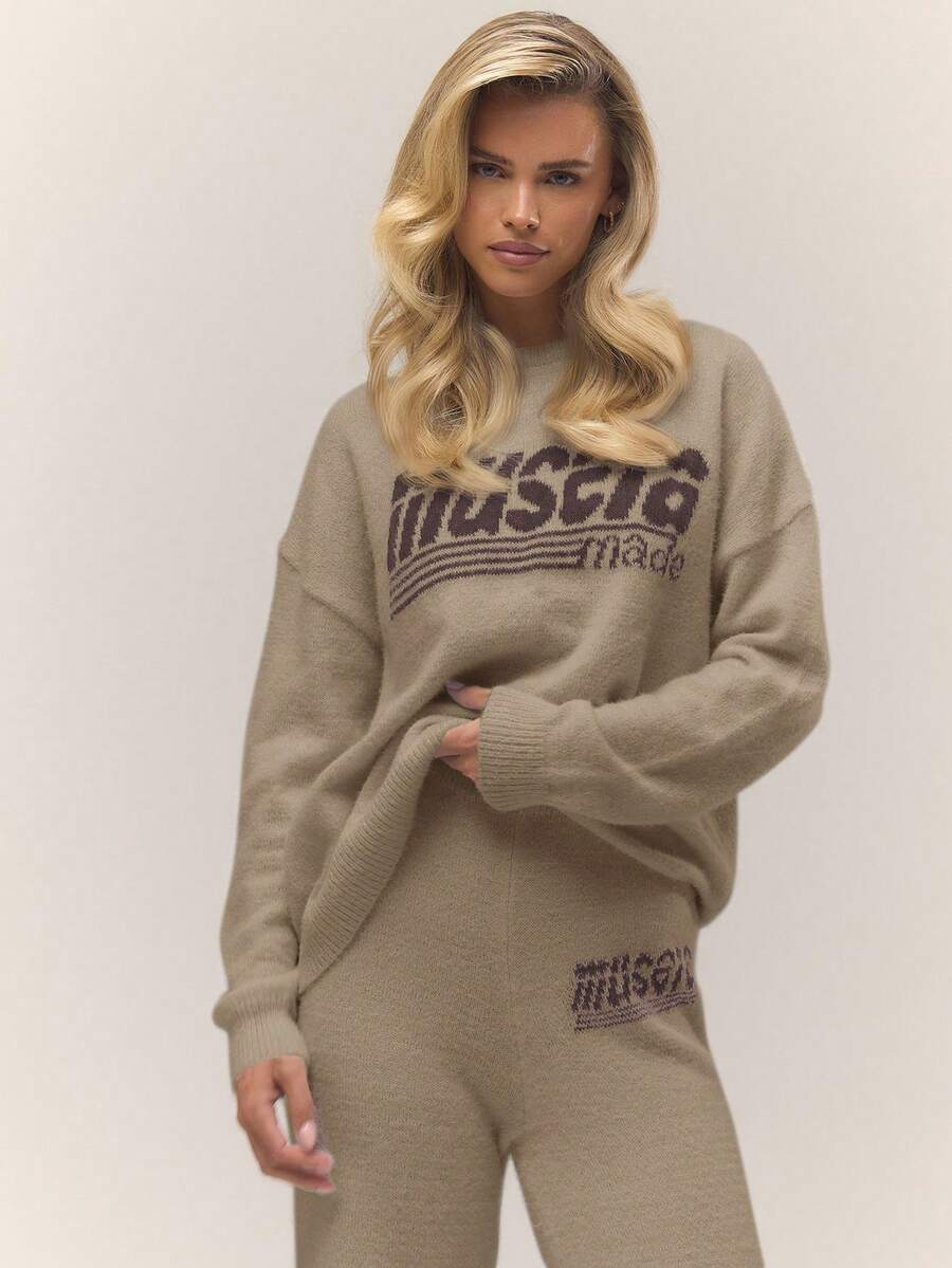 MUSERA Knit Oversized Relaxed '' Knit Crewneck Jumper Old Money Cute Country Cottage Core Back To School Casual For Women Butterscotch Work Spring Sweater - Brown - View 1