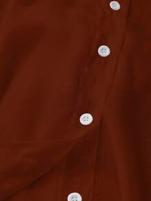 SHEIN Clasi Casual White Sheer Blouse With Bow Accent - Rust Brown - View 4