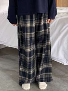 DAZY 少女格子梭织睡裤 - 藍色 - 查看 6