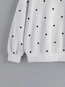 Resyla 秋季、外套、秋冬季、季节性夹克、返校季、休闲、运动装、假日、冬季外套、百搭时尚波点印花女士长袖连帽卫衣 - 灰色 - 查看 3