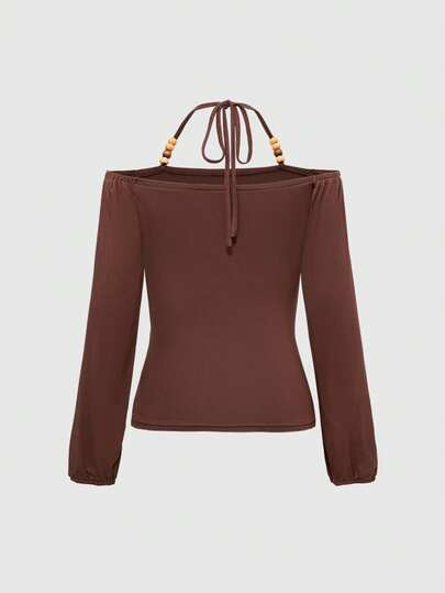 Fairycore Camiseta de mujer 2 en 1 con tirantes sueltos, cuentas de madera y cordón, estilo retro vintage Y2K