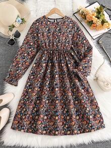 SHEIN Mädchen Blümchen elegante Mode Rundhals Rüschen Manschette Bluse, geeignet für Ausflüge, tägliche Picknicks, Reisen, Schulanfang - Verschiedenfarbig - Übersicht 8