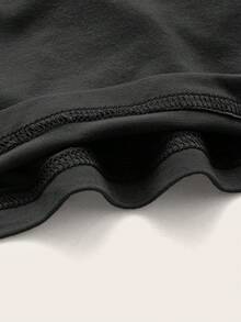 SHEIN MOD Backless Batwing Sleeve Solid Tee - Black - View 4