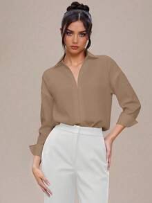 INAWLY B074 Solid Color Drop Shoulder Long Sleeve Bodysuit