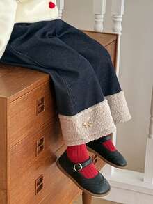 DAZY 少女保暖牛仔裤 - 藍色 - 查看 6