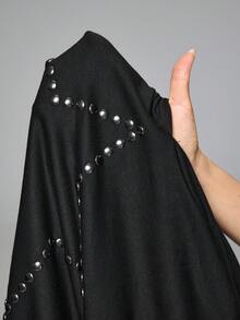 ROMWE Grunge Punk Punk Grunge Heart Studded Sweatshirt - Black - View 7